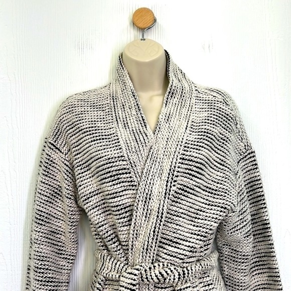 Loft - Black And White Bouche Long Sleeve Cardigan Sweater With Tie Size Medium - Picture 3 of 10